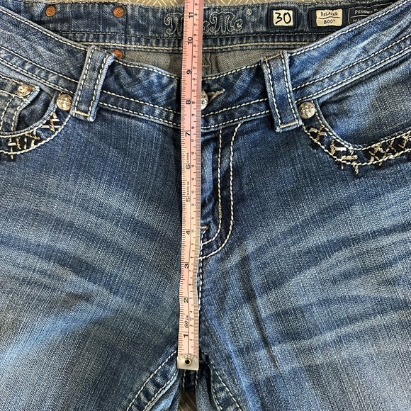 Miss Me Jeans Womens 30 Boot Bootcut Bling Embroidered Rhinestone Denim Stretch - Picture 3 of 10